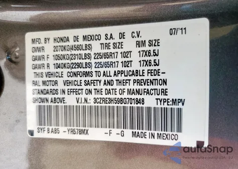 2011 Honda Cr-V Ex z USA, uszkodzony, nr VIN 3CZRE3H59BG701848